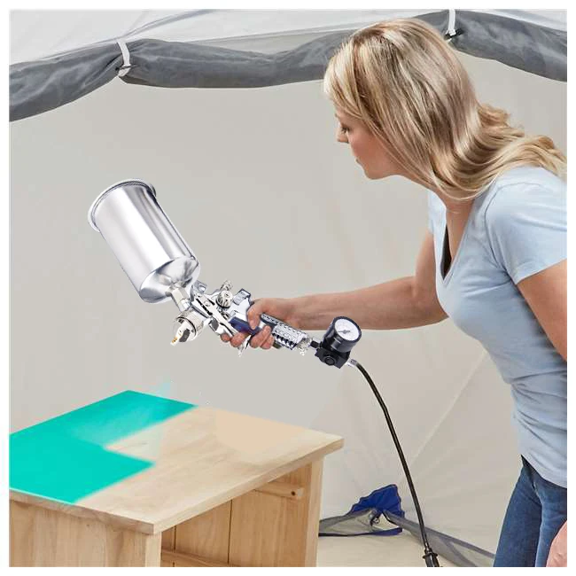 УГЛЕРОДНЫЙ 2 5 мм HVLP гравитационный подающий пистолет распылитель с регулятором