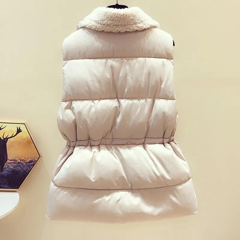 2021 Для женщин Зимняя жилетка из овечьей кожи отложной воротник жилет теплый