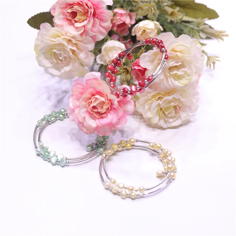 Пять тысяч лет 12 цветов пресноводные жемчужины неправильной формы браслет