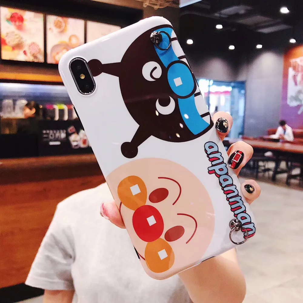 Maosenguoji милый мультфильм висячая Шея веревка Anpanman baikinman Забавный мобильный телефон чехол для iphone 6 6s 6plus 7 8 plus X XR XS MAX
