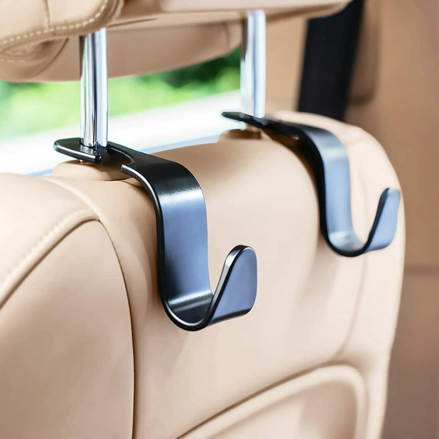 

Car and vehicle rear seat headrest hook hanger storage