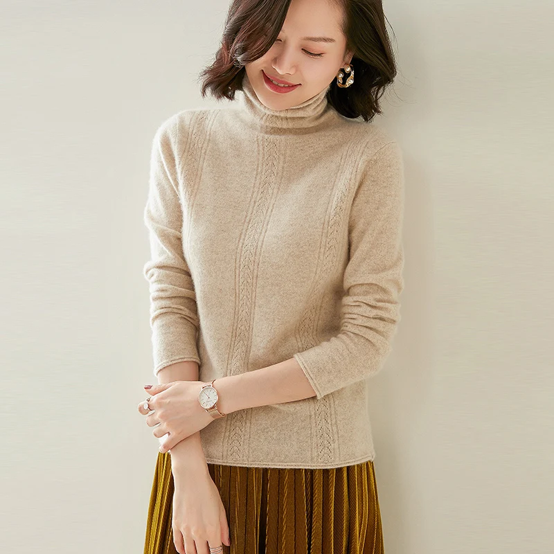 adohon 2020 woman winter 100% Cashmere sweaters autumn knitted Pullovers High Quality Warm Female thickening Turtleneck