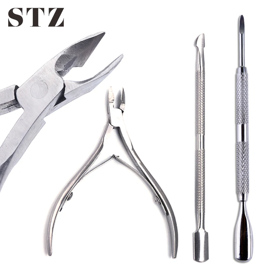 STZ 3 шт./компл. профессиональная ложка для кутикулы ногтей из нержавеющей стали