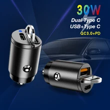 RONC 30W Mini Car Charger Quick Charging Adapter for iPhone Samsung Huawei Xiaomi USB Type C QC PD 2.0 3.0 Mobile Phone Chargers
