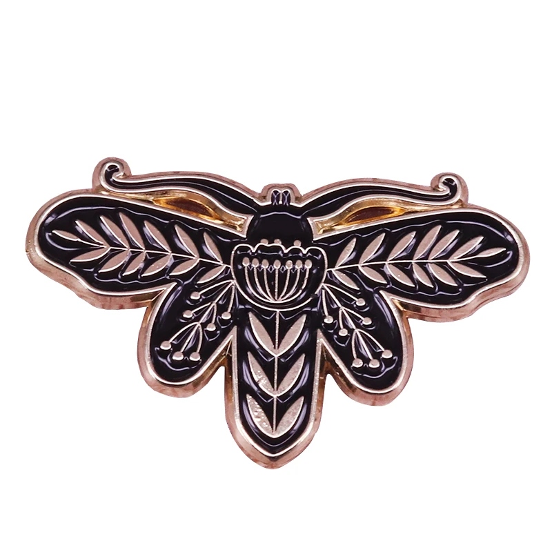 

Black Crecopia Moth Enamel Pin