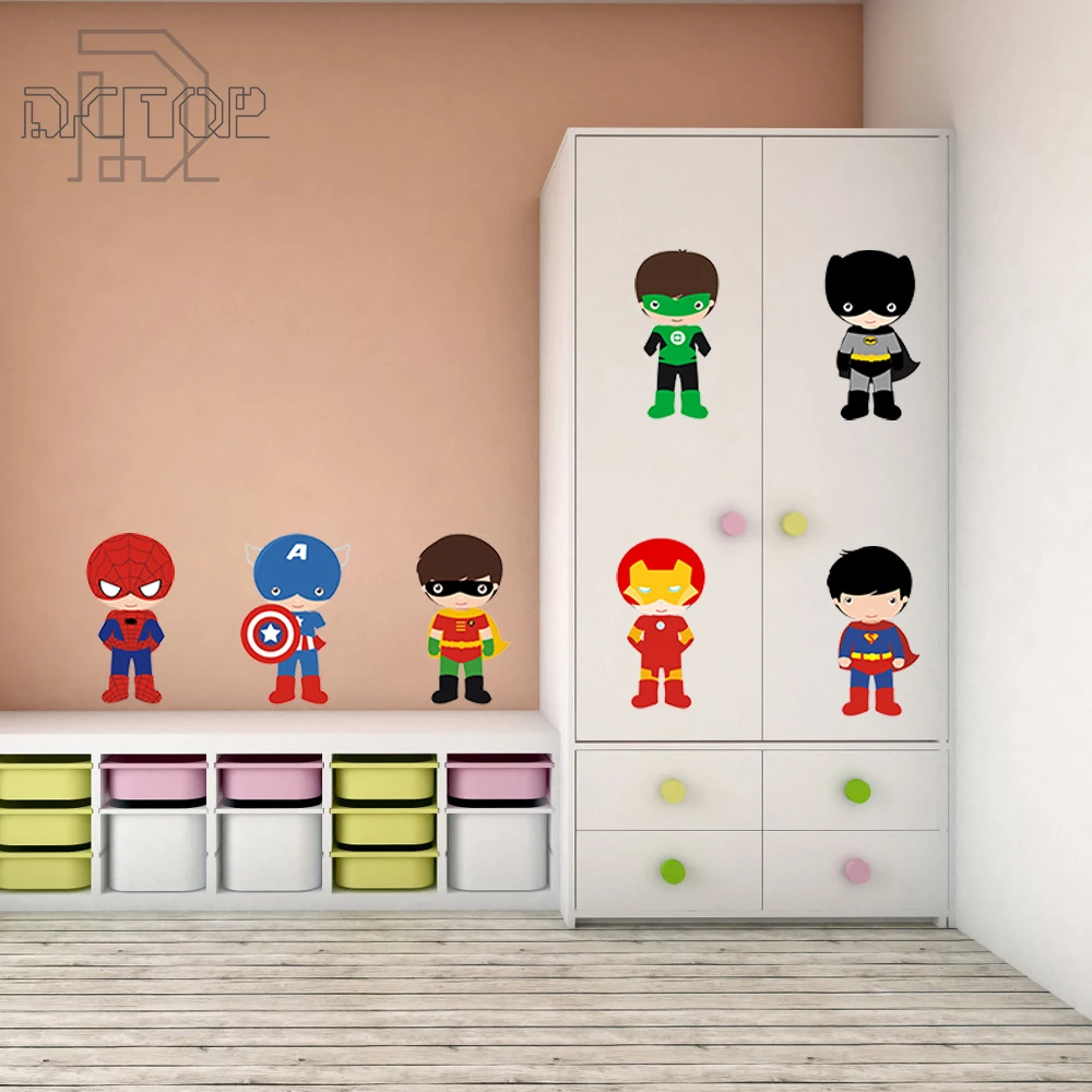 Супер герой наклейки на стену мультфильм Бэтмен художественная наклейка обои
