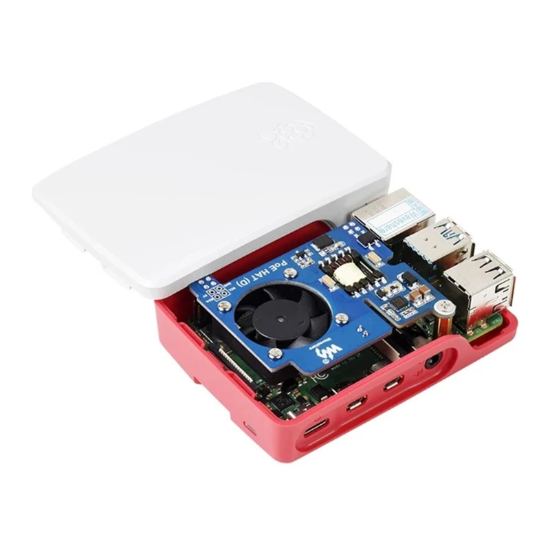

Чехол Poe Hat (D) с вентилятором Power Over Ethernet Hat (тип D) для Raspberry Pi 3B +/4B поддержка сетевого стандарта 802.3af