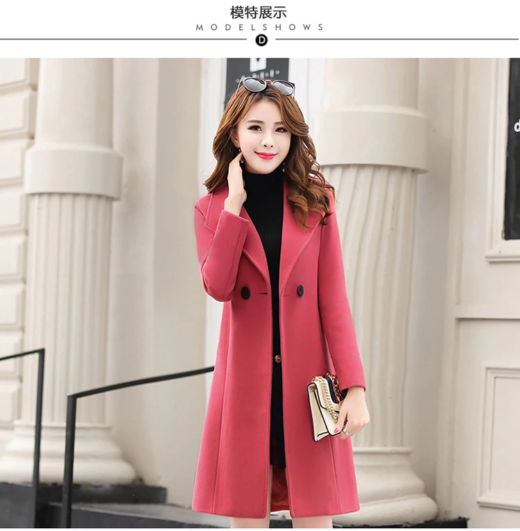 Корейское осеннее и зимнее тонкое шерстяное пальто женская одежда женские зимние куртки и пальто размера плюс уличная одежда коралловый красный зеленый
