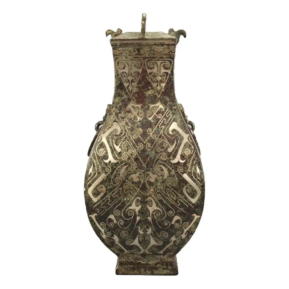 

LaoJunLu Bronze And Silver Square Bottle Imitation antique bronze masterpiece collection of solitary Chinese traditional style