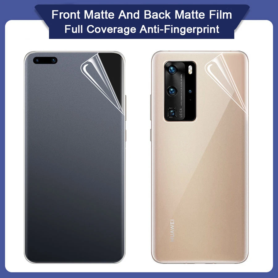 

2 в 1 матовая Гидрогелевая пленка для HUAWEI P20 P30 P40 P50 Lite Pro Nova 9, Защитная пленка для задней панели Honor 9X 10i 20 Lite 50 Pro