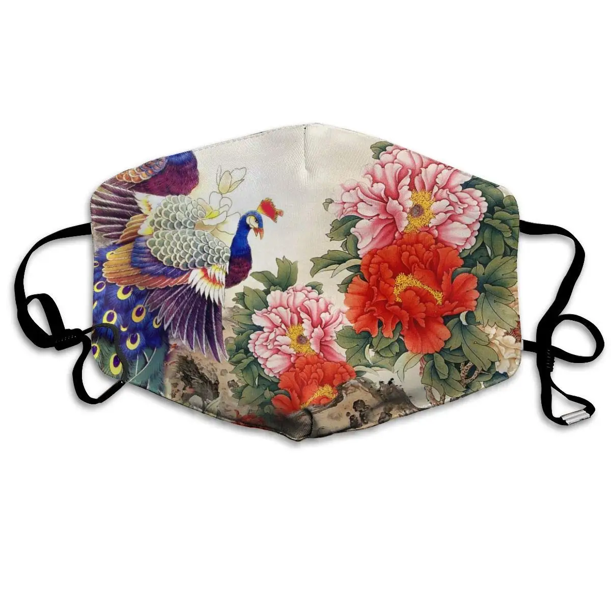 

Mouth Mask Peacock Peony Flowers Ink Print Masks - Breathable Adjustable Windproof Mouth-Muffle, Camping Running for Women and