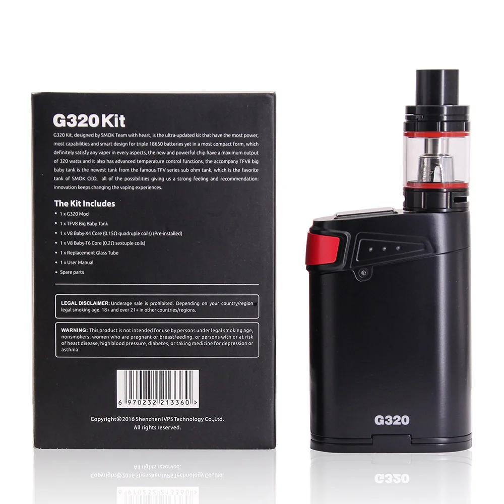 SMOK Marshal G320 Огромный мощный бокс мод 320 Вт с 5 мл TFV8 Большой Детский Танк вейп