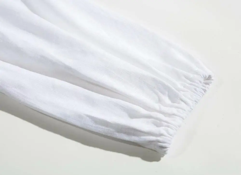 Bazaleas винтажные с длинным рукавом укороченные для женщин blusas белые вырезом mujer de