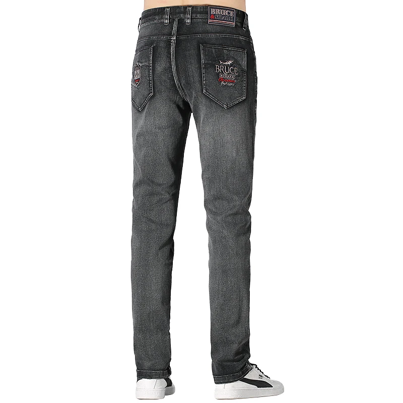 Winter Men's Jeans Bruce&Shark Fashion Casual Black Jeans Straight Leg Thicken Strech Cotton Soften Loose Super Quality big size