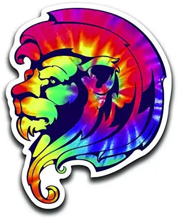 

Виниловая наклейка Tie Dye в виде льва, наклейка для автомобиля, грузовика, фургона, внедорожника, окна, стакана, ноутбука, 12,7 см, наклейки