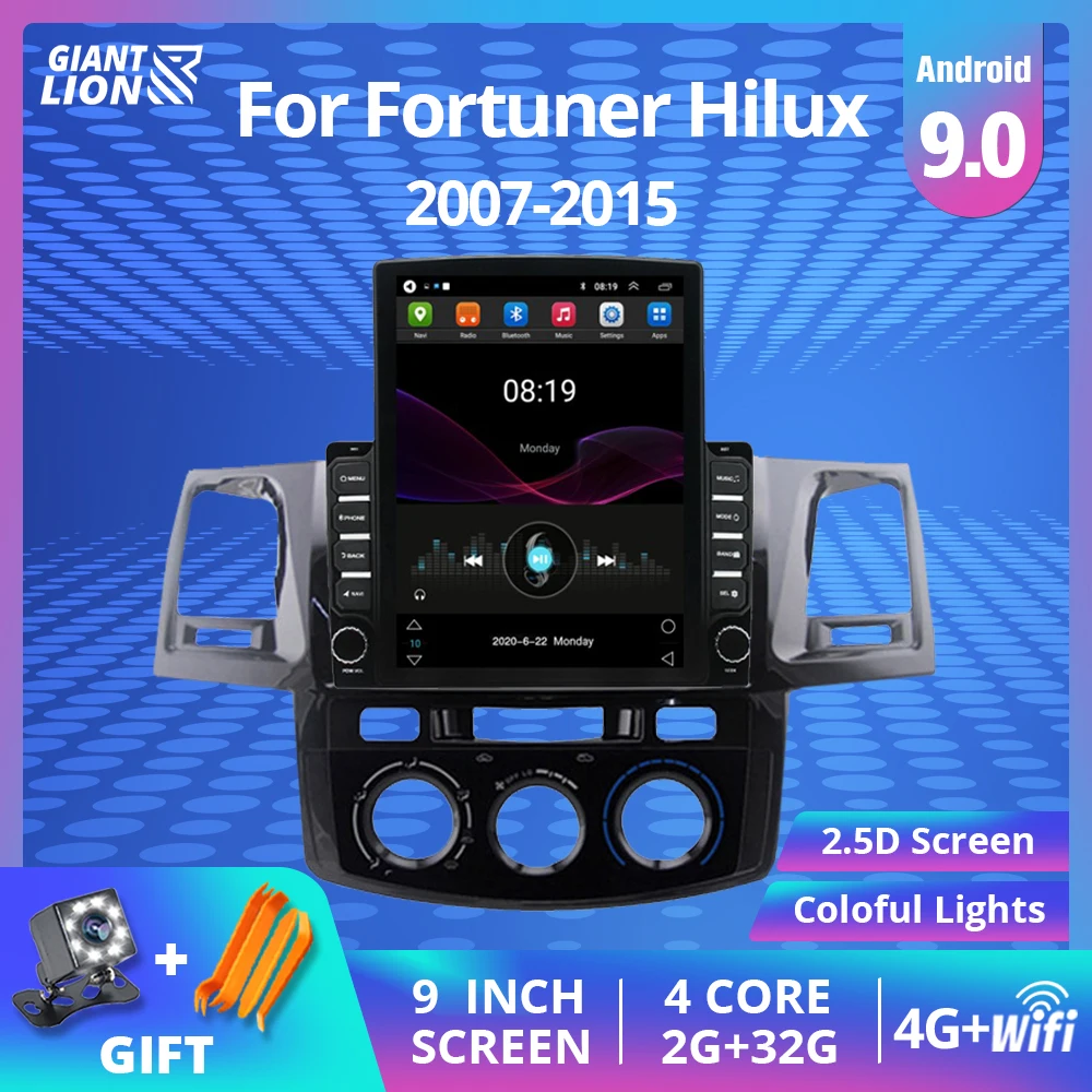 $121.32 2Din Android10 Car Radio Player For Toyota Fortuner Hilux 2007 2008 2012 2014 2015 Multimedia Video Player Tesla Style Autoradio