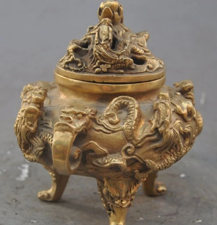  608 + китайский буддийский Зодиак из латуни dragon play bead статуя ладана горелка