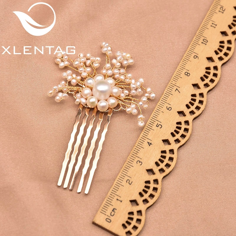 

Xlentag Handmade Pure Natural Freshwater Pearl Branch Shape Hair Comb Women Wedding Party Gift Exquisite Fashion Jewelry GH0050