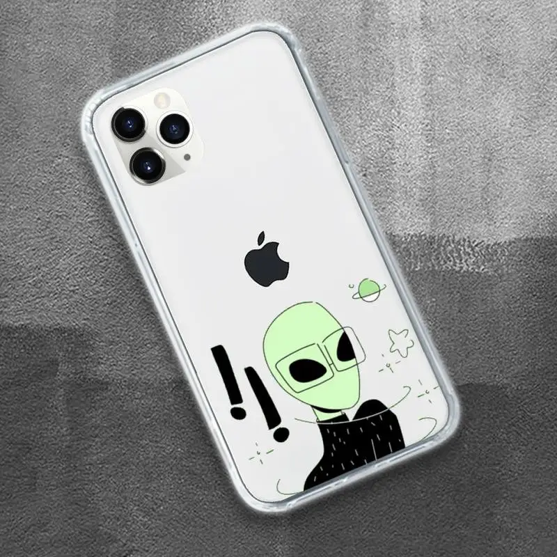

Cartoon alien space Phone Case Transparent for iPhone 11 12 mini pro XS MAX 8 7 6 6S Plus X 5S SE 2020 XR