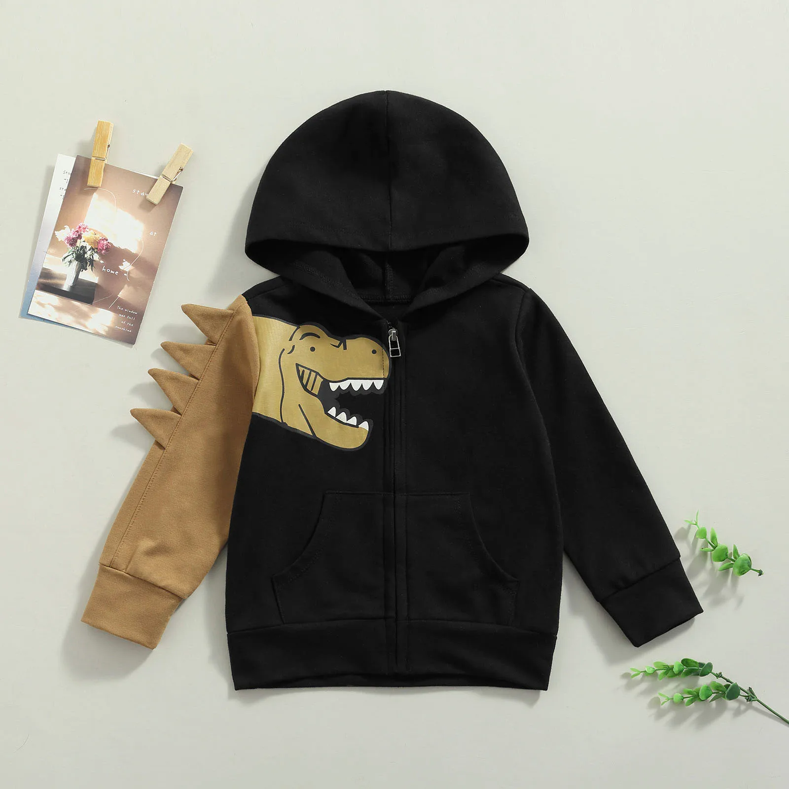 

Свитшот с капюшоном для младенцев, свитшот с капюшоном, Детский кардиган на молнии с длинным рукавом и карманами с рисунком динозавра