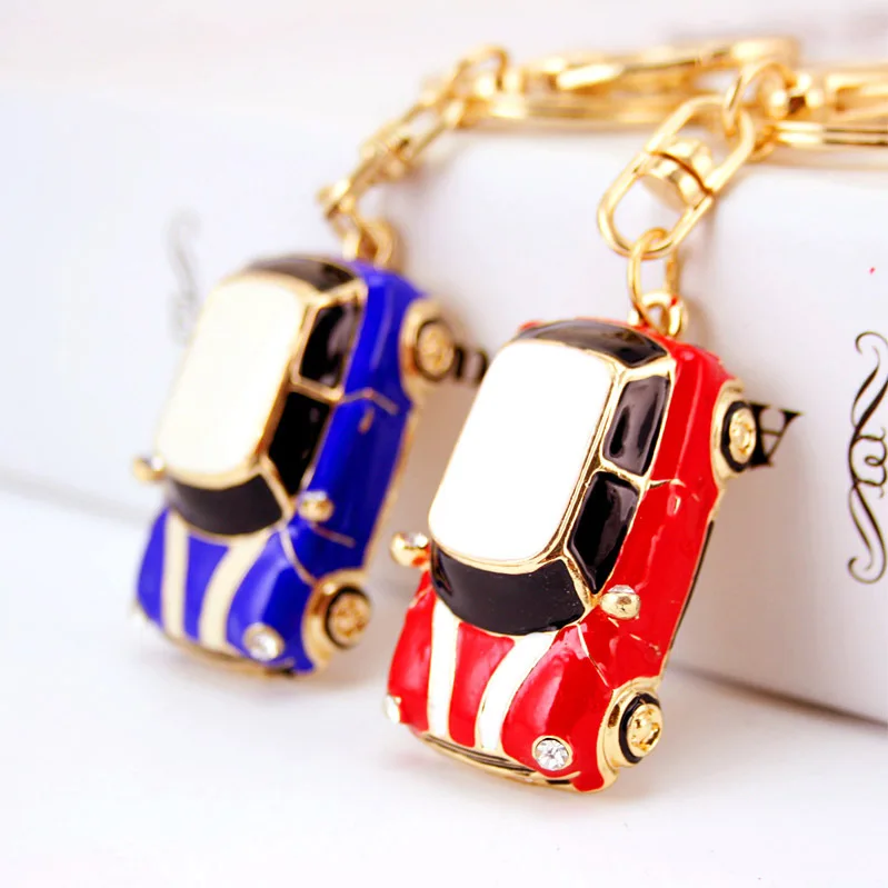 

Dalaful Cute Enamel Car Key Chains Holder Crystal Rhinestone HandBag Pendant Fashion Keyrings Keychains K242