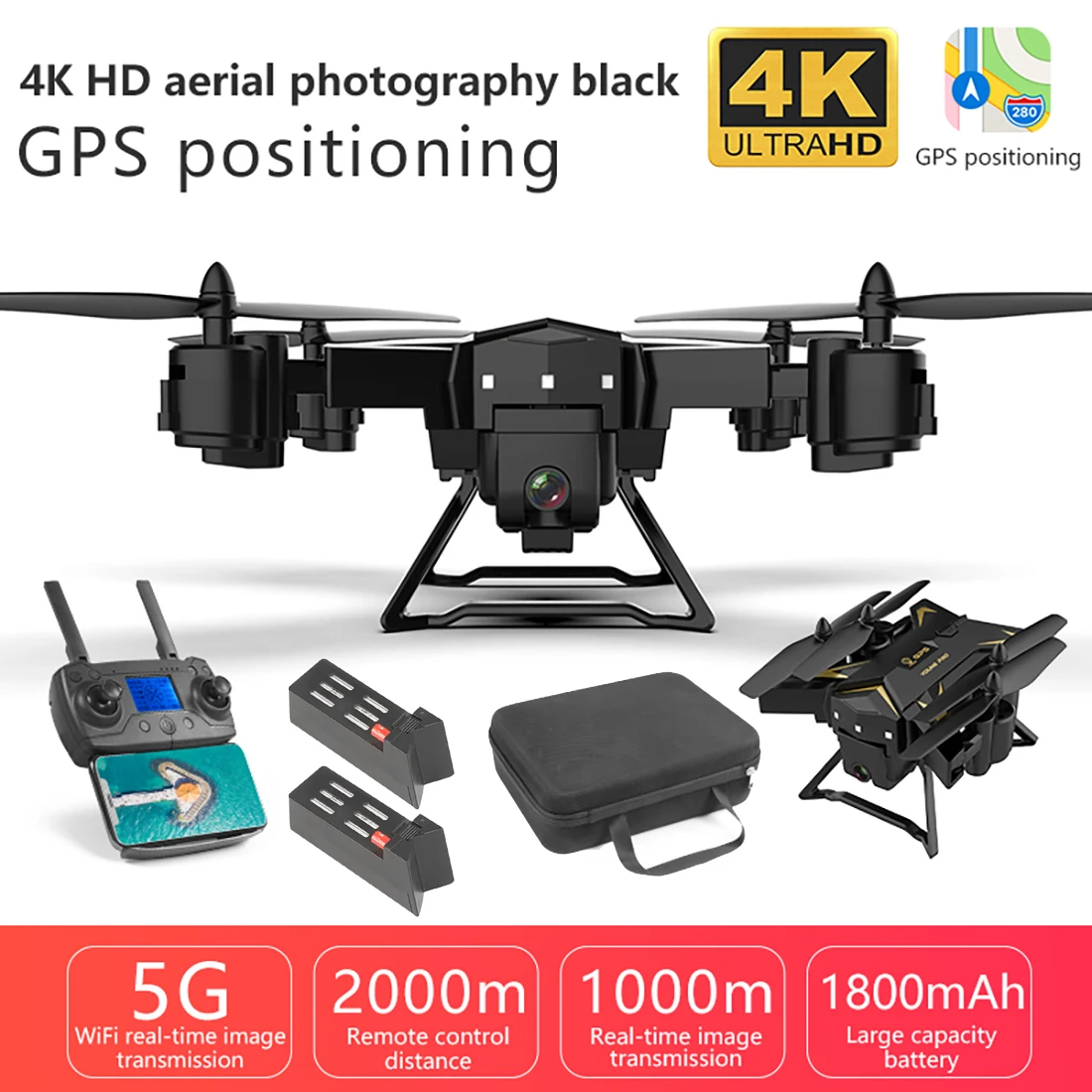 KY601G Black 2 Batte Квадрокоптер KY601S KY601G 4K HD камера 5G wifi HD камера 1080P складной Дрон с широкоугольным FPV Профессиональный квадрокоптер - Цвет: KY601G Black 2 Batte