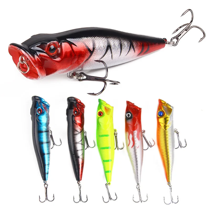 

Popper Fishing Lure 7cm 9cm Fish Baits Topwater Artificial Hard Laser Tackle Hook 3D Eyes Wobblers Pesca Swimbait VIB Crankbait