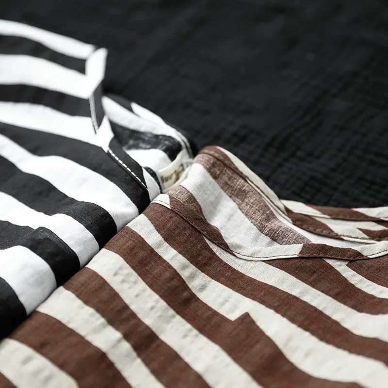 Loose Striped Cotton Linen Blouse Women Casual Plus Size High Quality Tunic Korean Style Thin Summer New Women's Shirts Blusas | Женская