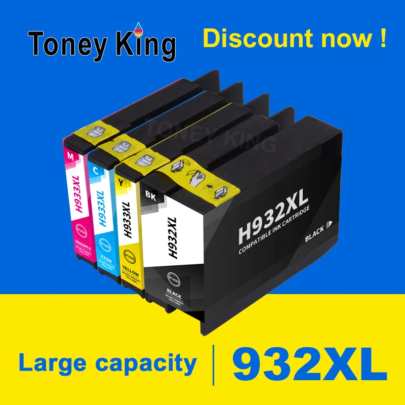 

Toney King Compatible Ink Cartridge For HP 932 933 932XL 933XL For HP Officejet 6100 6600 6700 7110 7610 7612 7510 7512 Printer