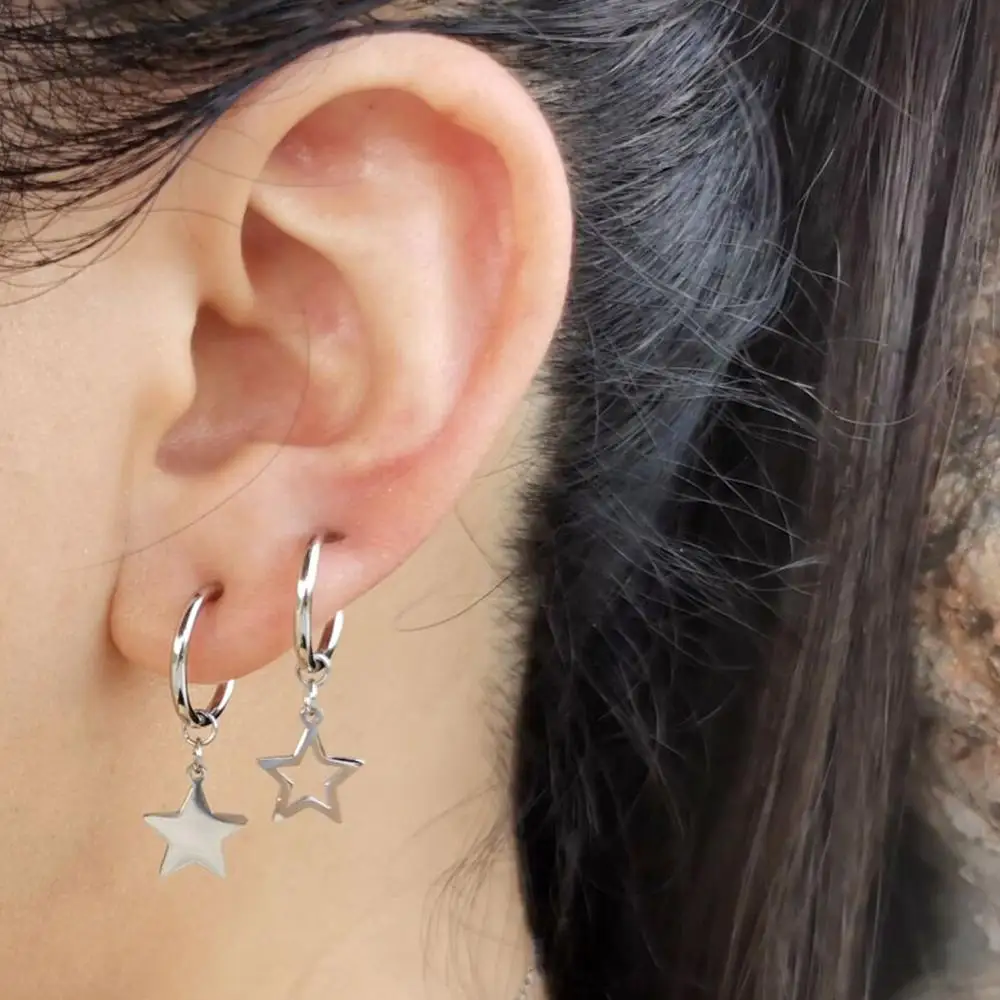 Нержавеющая сталь выдвижной серьги звезда розового золота Луна поддельный