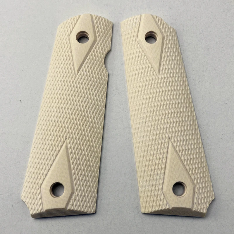 2Pieces NEW 1911 Grips White resin Handle Grips Patch CNC Carving Custom Grips Handle Grips