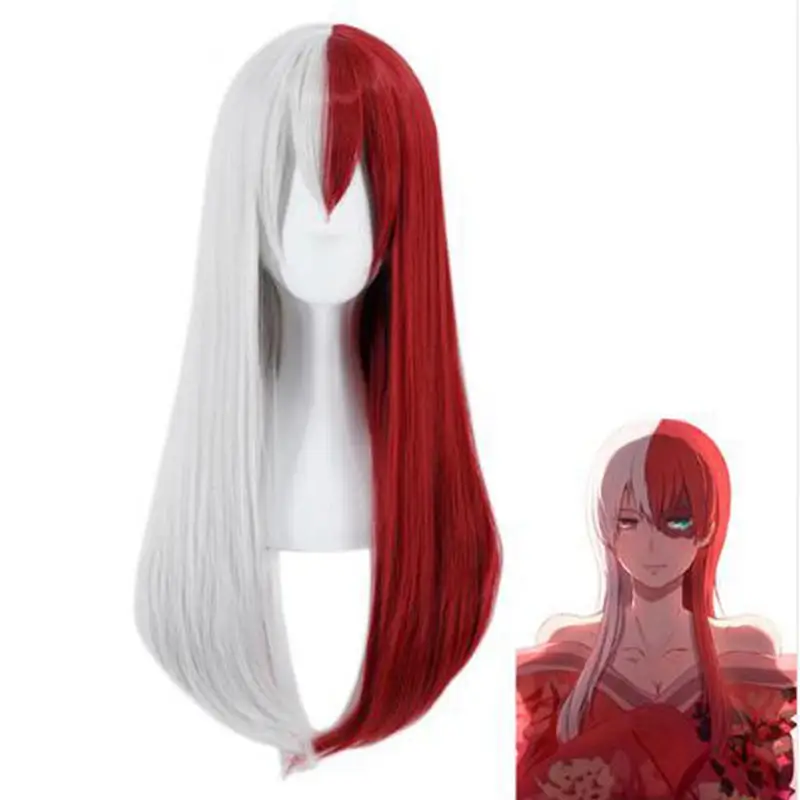

Anime Boku no Hero Academia Todoroki Shoto Long Wig Cosplay Costume My Hero Academia Women Synthetic Hair Wigs +wig cap