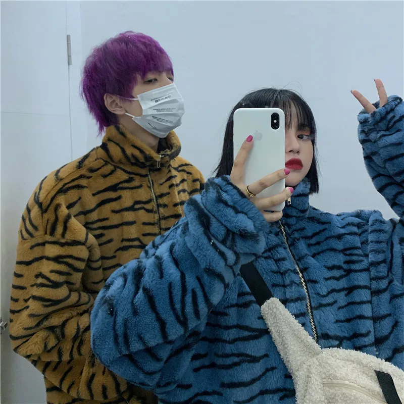 Женская винтажная куртка в стиле хип-хоп Harajuku синяя желтая леопардовая на молнии