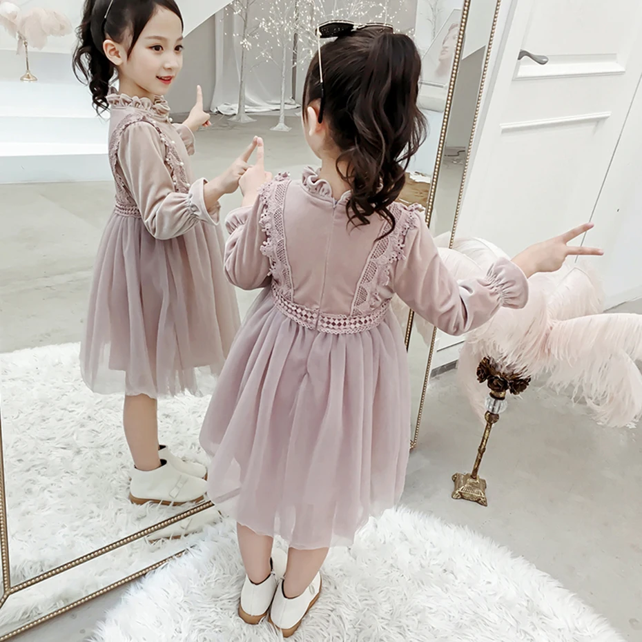 Платья для девочек Сетчатое платье в стиле пэчворк Детские праздничные платья с