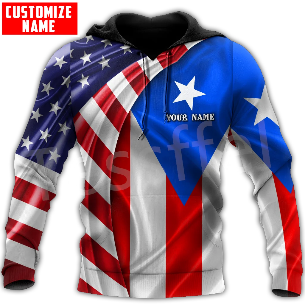 Tessffel Newest Country Flag Puerto Rico Taino Caribbean Sea Tattoo Harajuku Pullover 3DPrint Men/Women Funny Casual Hoodies X8