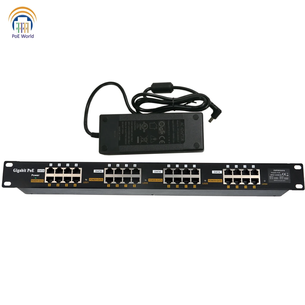 Гигабитный Пассивный PoE 16 портов и 48v120w AC адаптер питания через Ethernet инжектор
