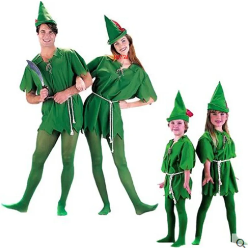 2018 Cosplay Peter Pan Costume Child Kids Cartoon Movie Costume Sexy Women Girls Boys Peter Pan Costume