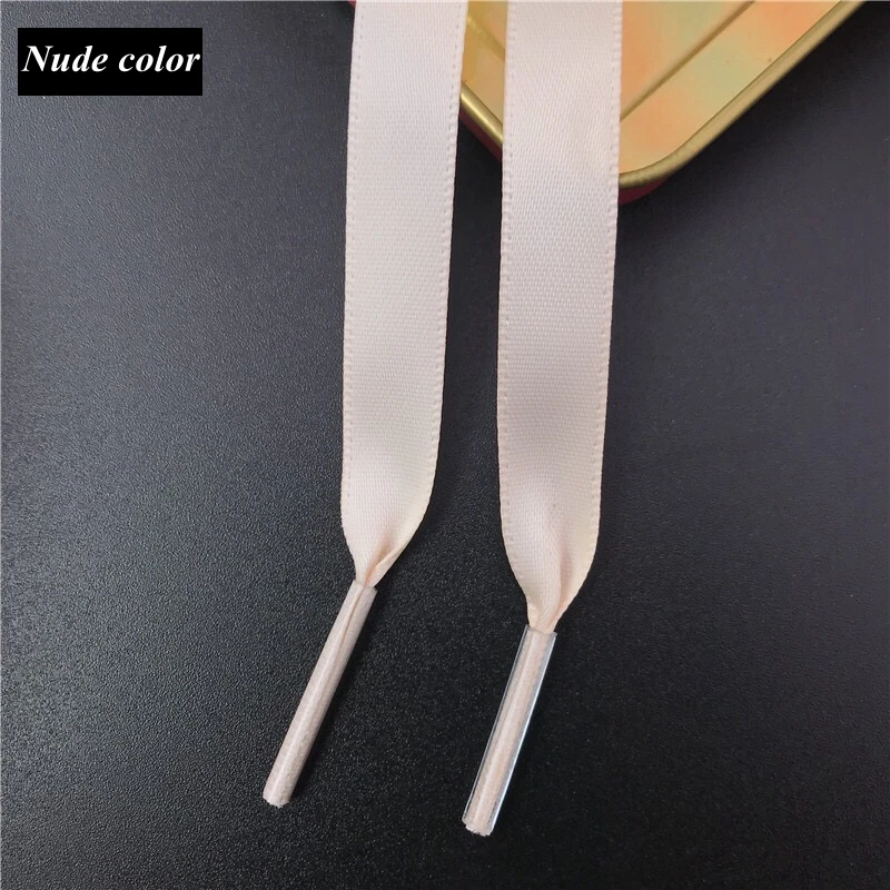 Nude color 15 цветов кружевные шнурки атласная лента шелковая обувь шнурки женская обувь для отдыха на открытом воздухе модные плоские шнурки 80/100/120/150 см - Цвет: Nude color