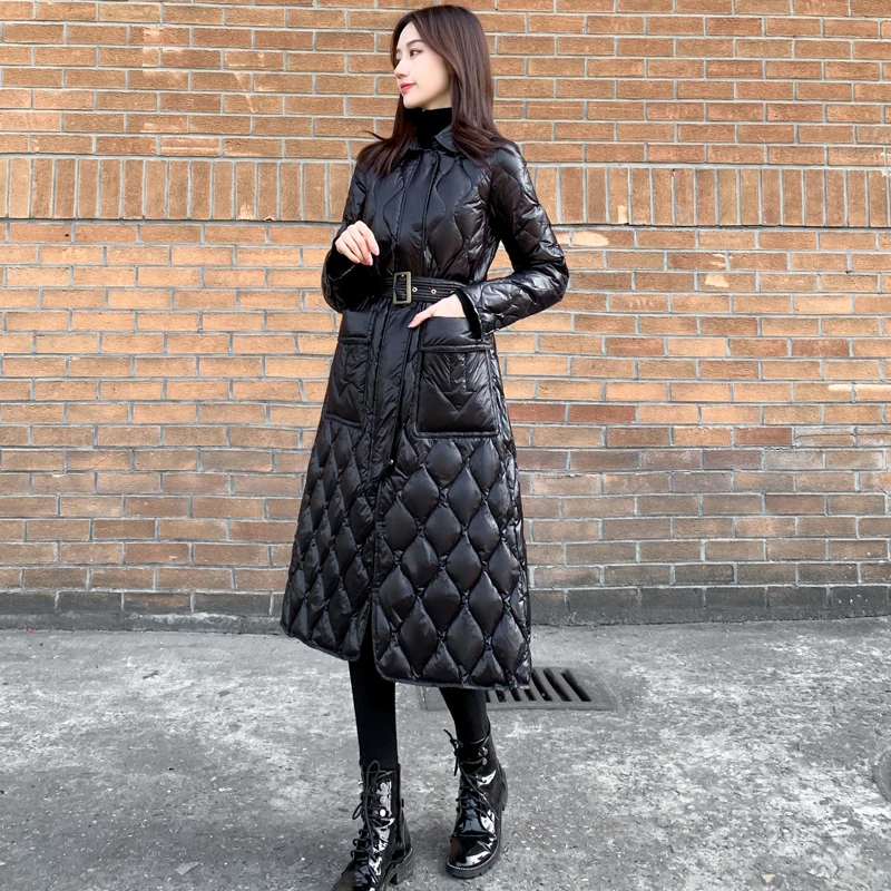 

Winter Coat Women Korean Style Light Down Jacket Long Black Autumn Women's Clothing 2021 New Puffer Coats and Jackets WPY4460