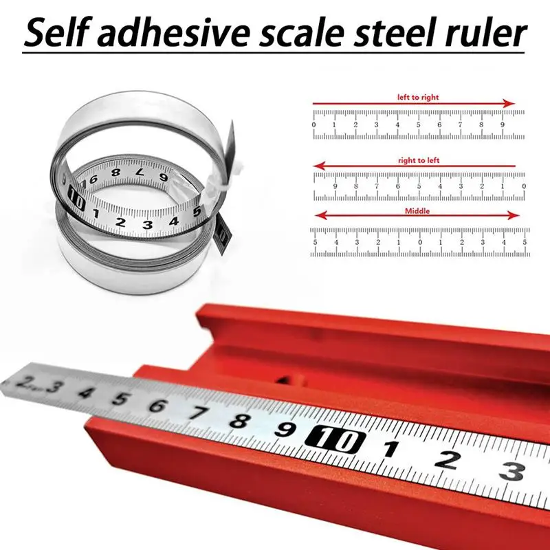 

Stainless Steel Miter Track Tape Measure Rust Proof Durable Wear Resistant Self Adhesive Metric Scale Ruler 5m-Middle