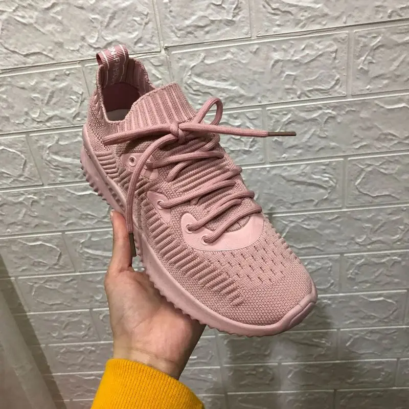 

Luxury 2019 Women Shoes Flat Platform Shoes Woman Fashion Sneakers Flying Weaving Mesh Casual Lace-Up Breathable High Quality