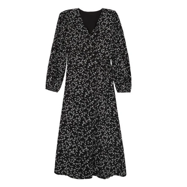 Юбка с V-образным вырезом и цветочным принтом осень 202 | Женская одежда