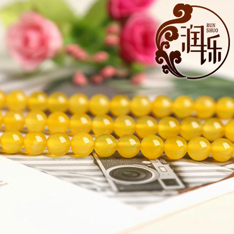 Круглые бусины из натурального желтого агата и оникса 15 дюймов 4/6/8/10/12/14 мм |