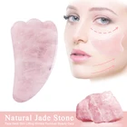 Натуральный нефритовый ролик гуаша, массажная доска, розовый кварц, нефрит, камень гуаша для лица, шеи, кожи, подтягивающее средство для удаления морщин