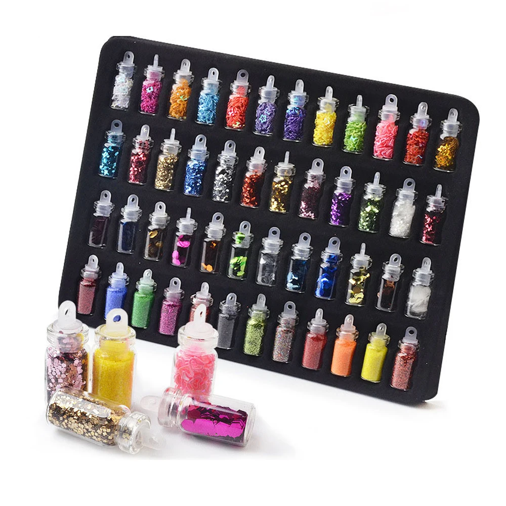 Горячая Распродажа 48 цветов стеклянная бутылка украшения для ногтей Блестящие