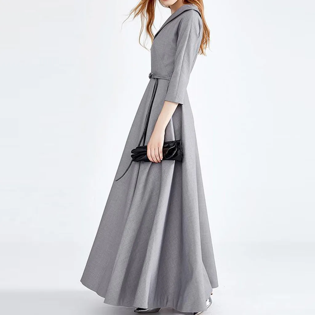 Женское платье винтажные элегантные платья однотонные с рукавом три четверти