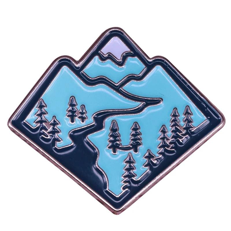 Брошь с изображением горы и пейзажа|Броши| |