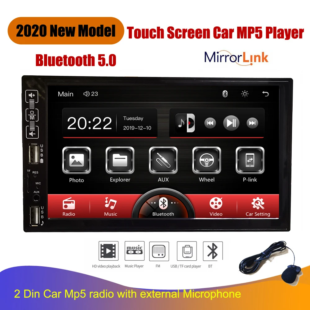 2020 новая модель стерео 2 Din Автомобильный MP5 плеер с Bluetooth fm-радио приемник