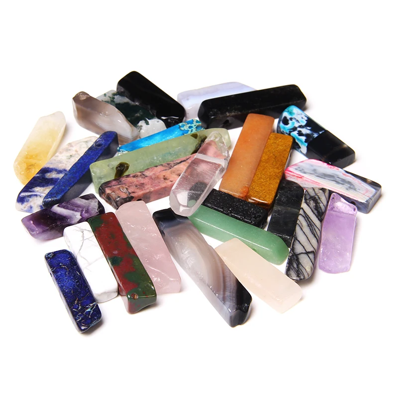 

Natural Prehnit Point Quartz Bead 5 Pcs 5-8*20-48 mm Amazonite Slab Rough Stick Rectangle Beads For DIY Making Jewelry Necklace