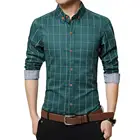 Мужская рубашка в клетку, с отложным воротником, однобортная, приталенная, деловая, размера плюс, 4XL